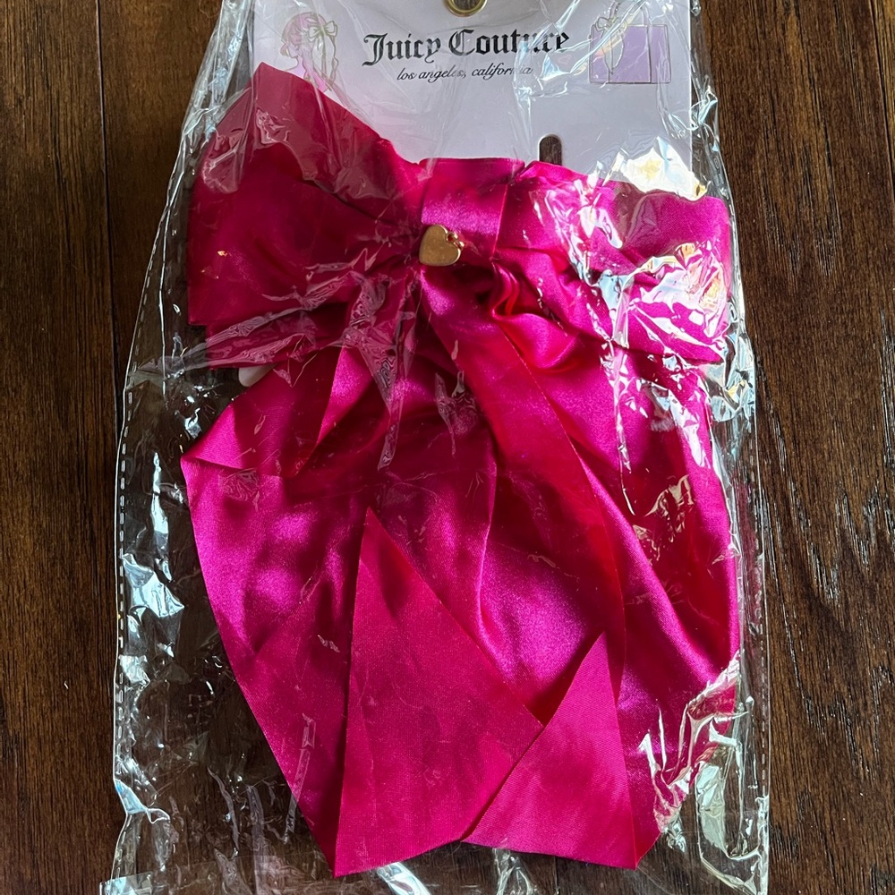 Juicy Couture Fuchsia Satin Hair Bow (NWT)